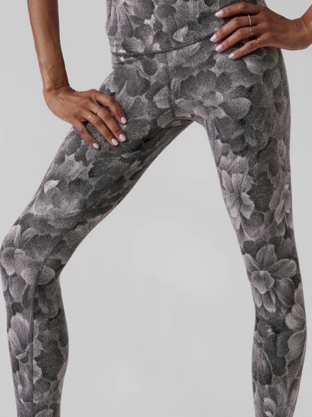 Athleta Elation Textured Chakra Tights Floral Black Sea Salt, XS